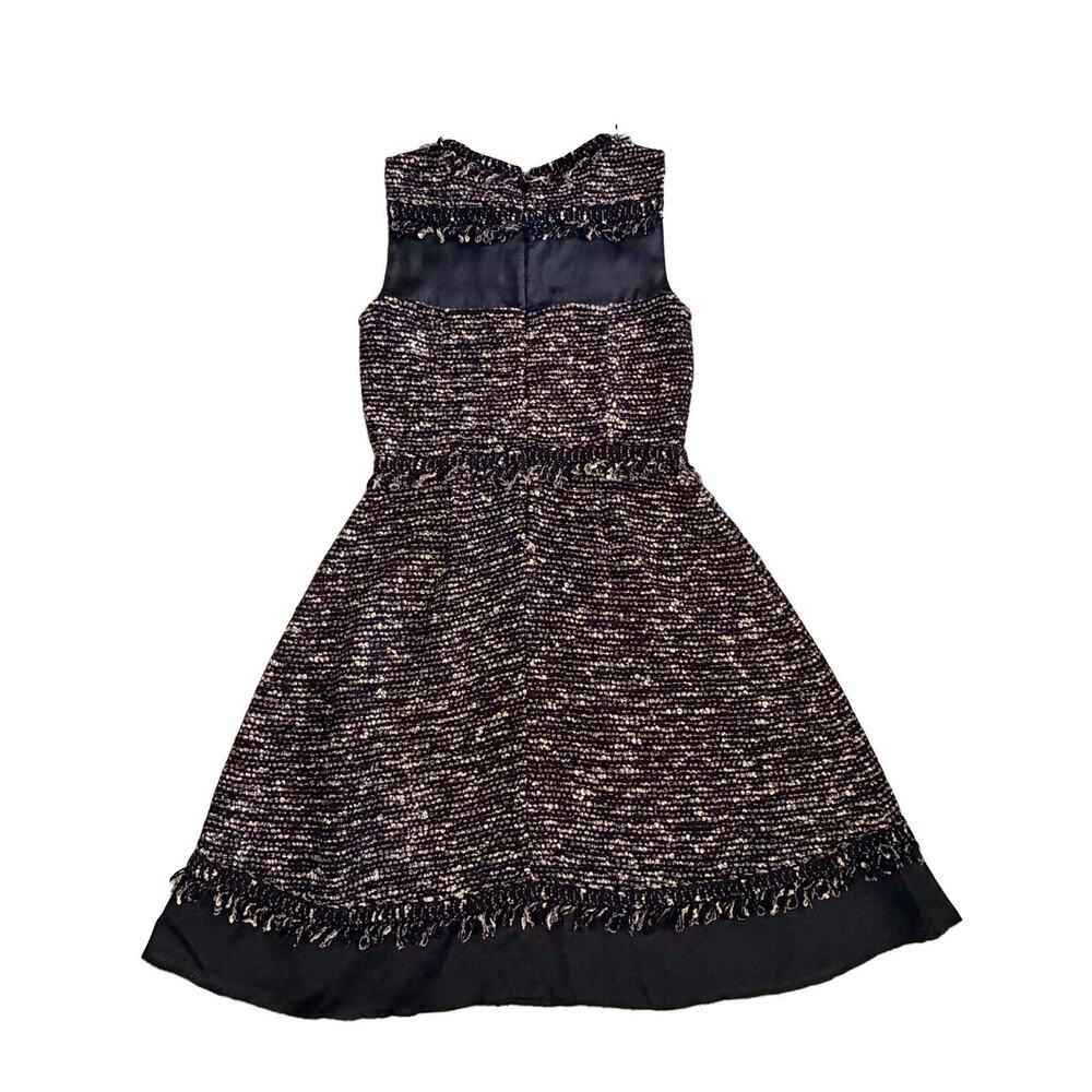 St. John Couture Black Gold Metallic Silk Wool Boucle Tweed Dress 4 Old Money - Picture 8 of 11